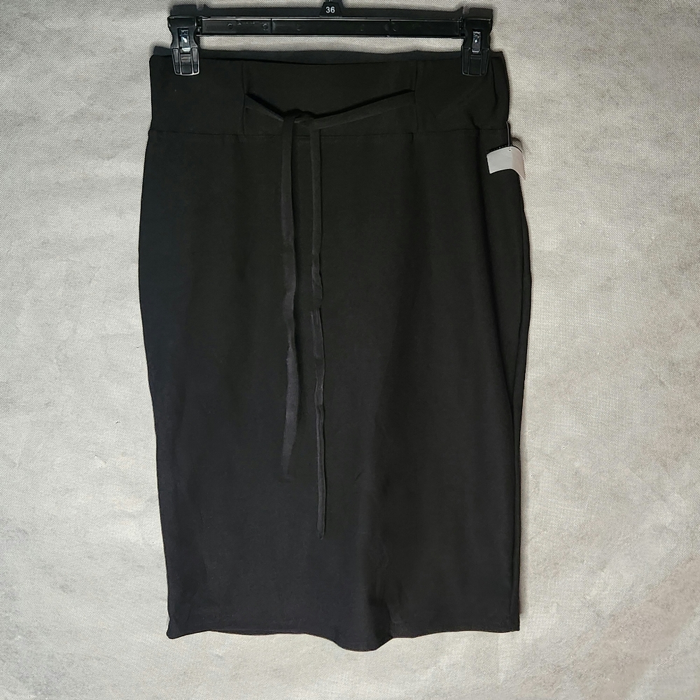 Classic Concepts Black Pencil Skirt With Self Tie Belt